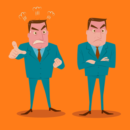 Angry businessman character set.のイラスト素材