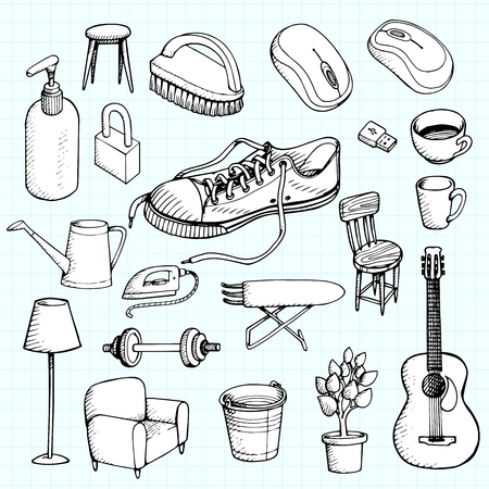 Vector modern flat line design hand-drawn symbols collection.のイラスト素材