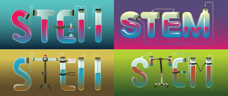 Abstract Illustration of STEM wordのイラスト素材