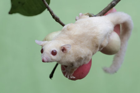 Sugar glider, Petaurus breviceps, single mammal on branch, Brazilの写真素材