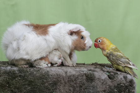 Guinea Pig and parrot