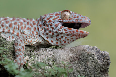 Close-up of a leopard gecko (Eublepharis macularius)の写真素材