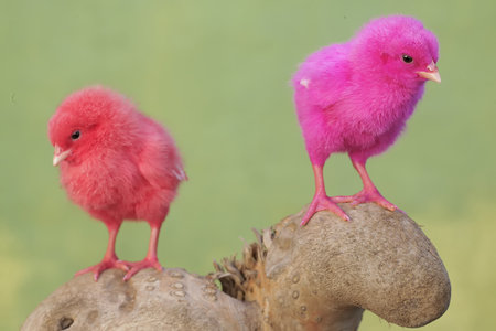 close up of a pink chickの写真素材