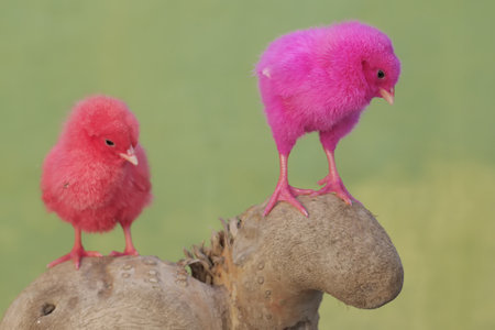 Cute little chicks on a cactus.