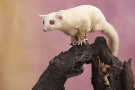 Sugar glider (Petaurus breviceps) on a treeの写真素材