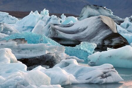 Icebergs in J?kuls?rl?n lagoon. Amazing colors of ice. Glacier lagoon in southern Iceland.