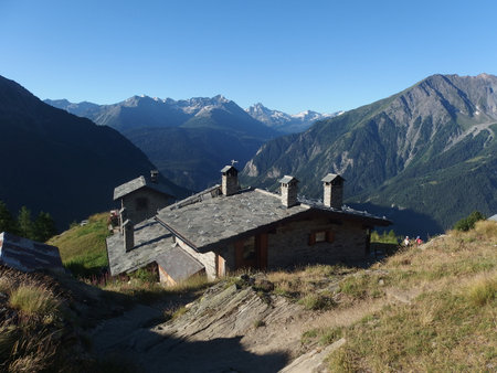 Alps, Italy, Tour du Mont Blanc - buildings in mountains near refuge Bertoneのeditorial素材
