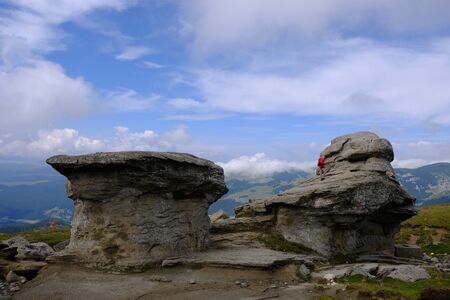 Romania, Bucegi Mountains - rock formations on Baba Mare, Babele (Babels)