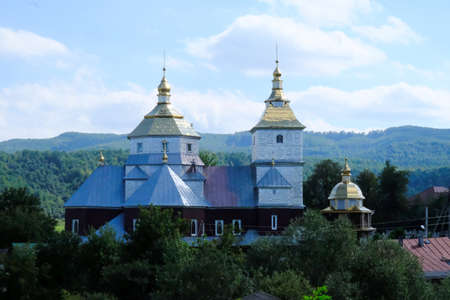 Colorful orthodox church - tserkva in western Ukraine