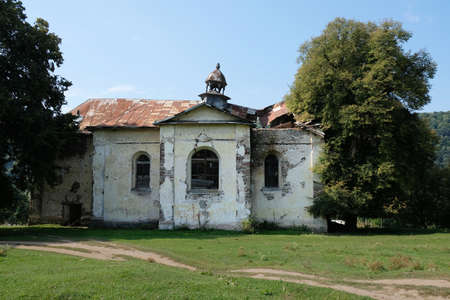 Ruin of abandoned polish catholic church in Ukraine
