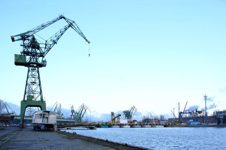 Gdansk, Poland - circa March 2020: Historic M3 crane at the Imperial Shipyard, Gdansk