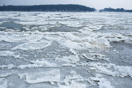 Shuga - ice floe in shape of discs. An interesting phenomenon on Vistula river. The estuary of...
