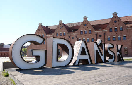 Name of Gdansk in Old City of Gdansk, Poland