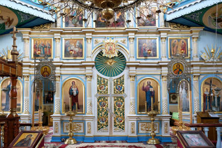 Narew, Poland - circa July 2021: Interior of historic Orthodox church in Narew, Podlasieのeditorial素材