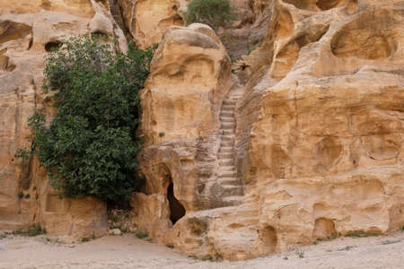Stone stairs in ancient town Little Petraの写真素材