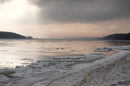 The estuary of Vistula, Sobieszewska Island, Polandの写真素材