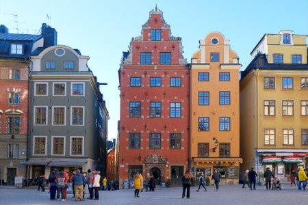 Stockholm, Sweden: circa February 2023: Stockholm city in Sweden. Stortorget square in the Old Town.のeditorial素材