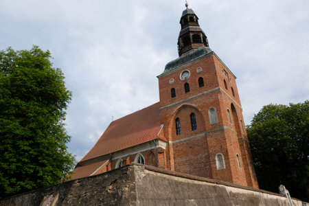 Ancient brick church in Tuczno, near Drawa National Park, Drawno, Western Pomerania, Polandの写真素材