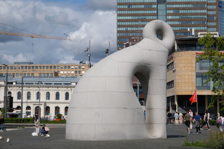 Oslo, Norway - 25 July 2023: Sculpture Skapning fra Iddefjord ("Creature from Iddefjord") in Osloのeditorial素材