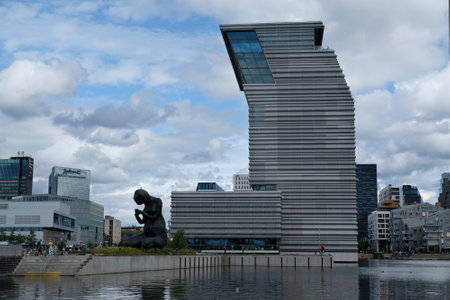 Oslo, Norway - July 25, 2023: Panorama of Oslo with building of Munch Museum in Osloのeditorial素材
