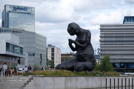 Oslo, Norway - 25 July 2023: Metal sculpture "Mother" at the Munch Museum in Osloのeditorial素材