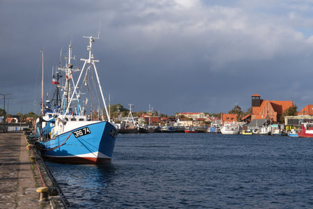 Hel, Poland - October 15, 2023: Port in Hel city on Hel Penisulaのeditorial素材