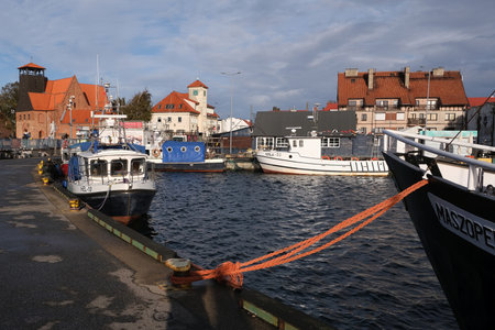 Hel, Poland - October 15, 2023: Port in Hel city on Hel Penisula