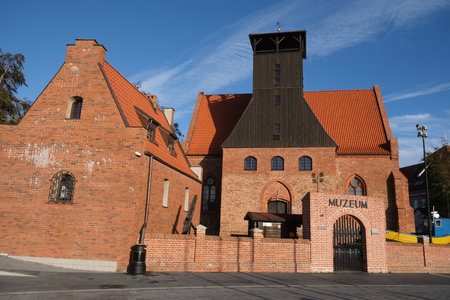Hel, Poland - Ancient church and Fishing Museum in Hel city on Hel Penisula, Pomeraniaのeditorial素材