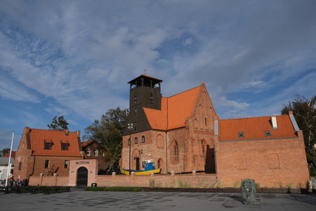 Hel, Poland - Ancient church and Fishing Museum in Hel city on Hel Penisula, Pomeraniaのeditorial素材