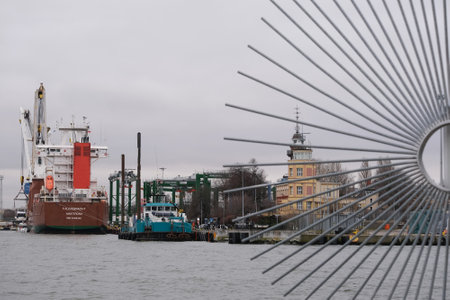 WESTERN BREAKWATER, GDANSK NOWY PORT (NEW PORT), POLAND - January 31, 2024: Port Master's Office...