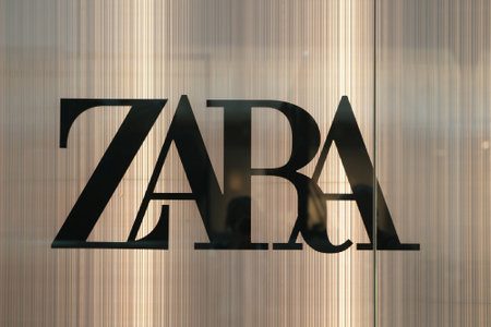 Gdansk, Poland - August 14, 2024: Zara logo on shop wall