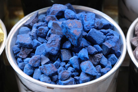 Basket with indigo colorant on bazaar in Deira, Dubai, UEAの写真素材