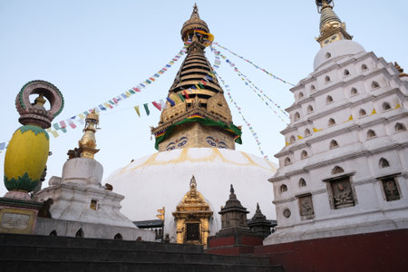 Swayambhunath, also known as Monkey Temple is located in the heart of Kathmandu, Nepal and is already declared World Heritage Site by UNESCOの写真素材