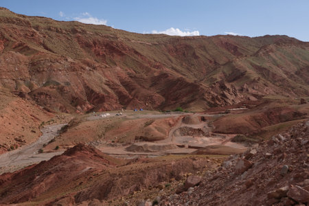 Amazing landscape of Atlas mountains and traditional berber buildings in Morocco around Dades Gorge.の写真素材