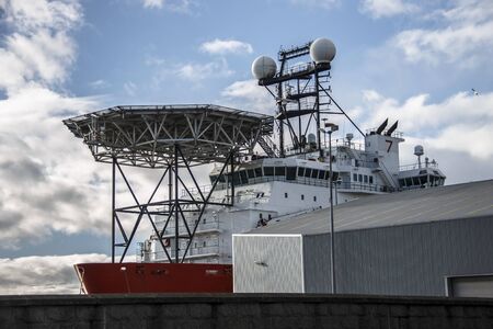 Large vessel in Aberdeen harbor. Scotland, UK.のeditorial素材