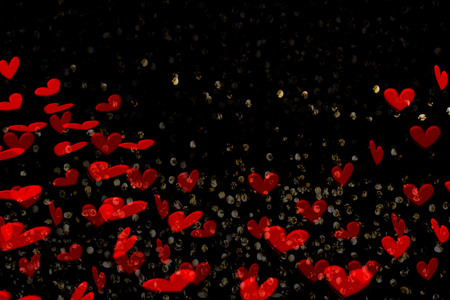 Many red hearts on a black background. Valentine's Dayの写真素材
