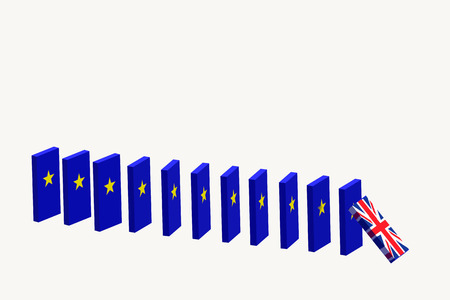 Brexit concept. UK leaving EU. Domino effect.の写真素材