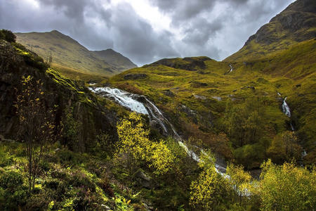 Scottish Highlands. Waterfall in the mountains. Glencoe, Lochaber.の写真素材