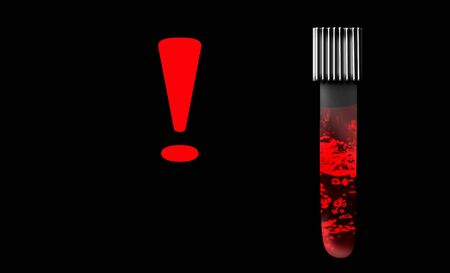 Blood test tube isolated on blackの写真素材