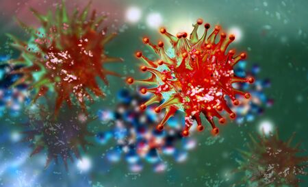 Coronavirus SARS-CoV-2 Covid-19 banner background.の写真素材