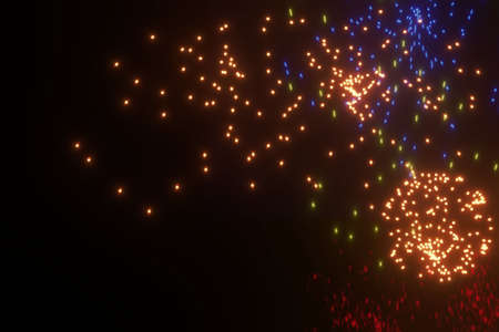 Abstract New Year background with fireworks display in the night skyの写真素材