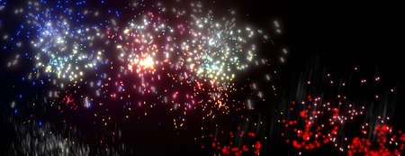 Abstract New Year background with fireworks display in the night skyの写真素材