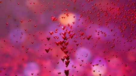 Valentine's Day background with abstract heart. 3D render illustration.の写真素材