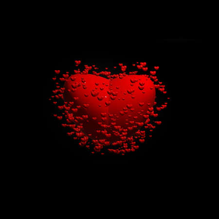 Red hearts isolated on black. Valentine's Day background.の写真素材