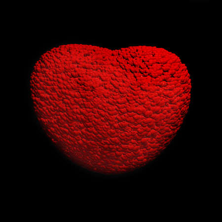 Red hearts isolated on black. Valentine's Day background.の写真素材