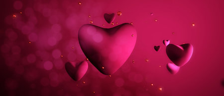 Love background with abstract hearts. Concept: Valentine's Day, wedding, anniversary, Mother's Day, Women's Day. 3D render illustration.の写真素材