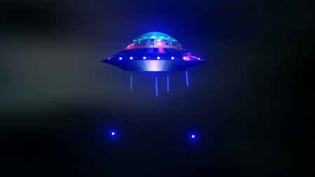 UFO. Undefined Flying Object. 3D render illustrationの写真素材