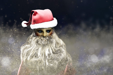Santa Claus portrait on Christmas background. 3D render illustration.の写真素材
