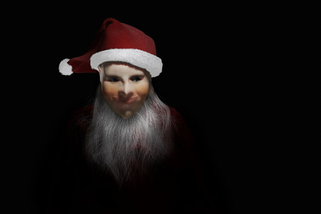 Santa Claus portrait isolated on black background. 3D render illustration.の写真素材