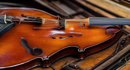 Violin close up. AI generated.の素材